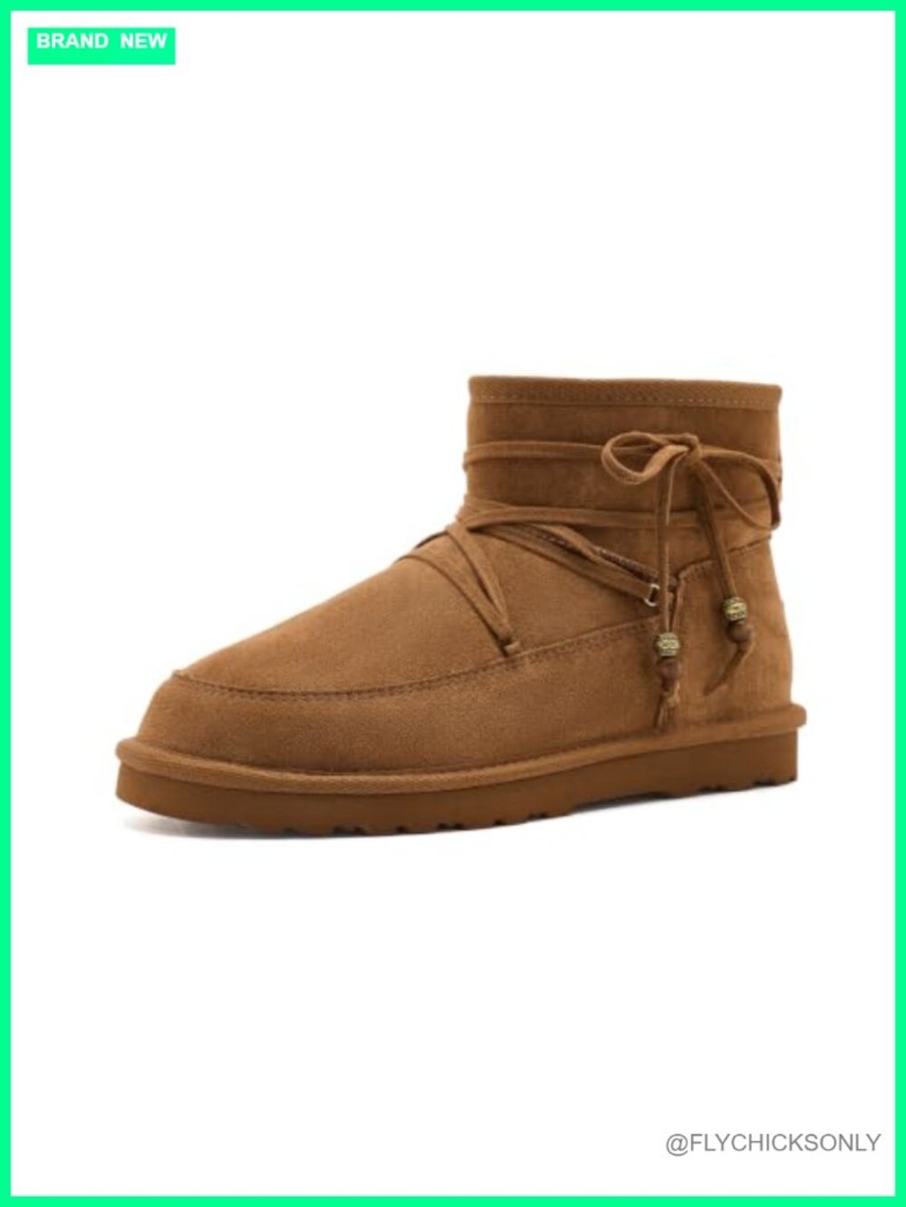 Faux Suede Ankle Bootie with Faux Fur Lining Pull-On Winter Boot